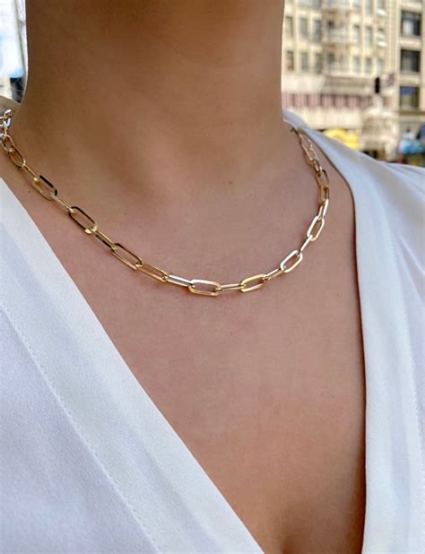 michael kors paper clip necklace|michael kors chain link necklace.